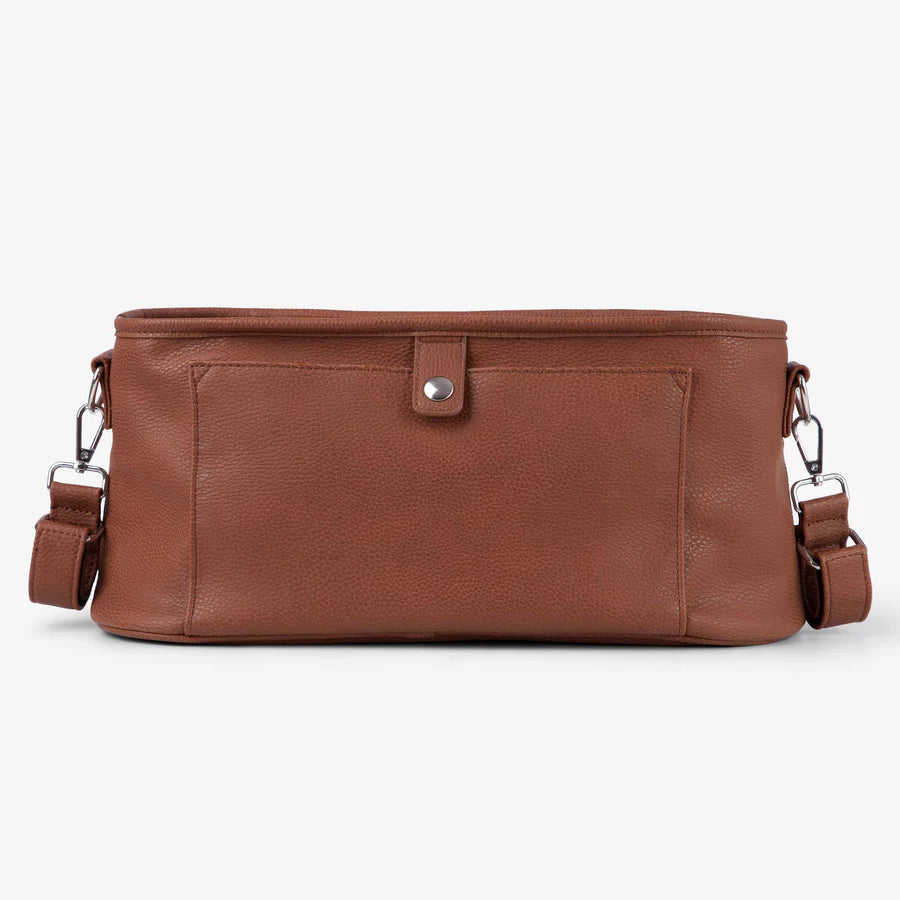 Vanchi Pram Caddy Pebbled Tan - Stylish and Functional Stroller Organizer for Diaper Bags & Baby Essentials - Perfect for Shopping, Travel & Daily Walks