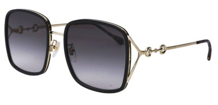 Gucci GG 1016SK 001 Gradient Black/Gray Oversized Metal Square Women's Sunglasses - UV Protection Fashion Shades for Women, Perfect for Beach, Driving & Outdoor Activities