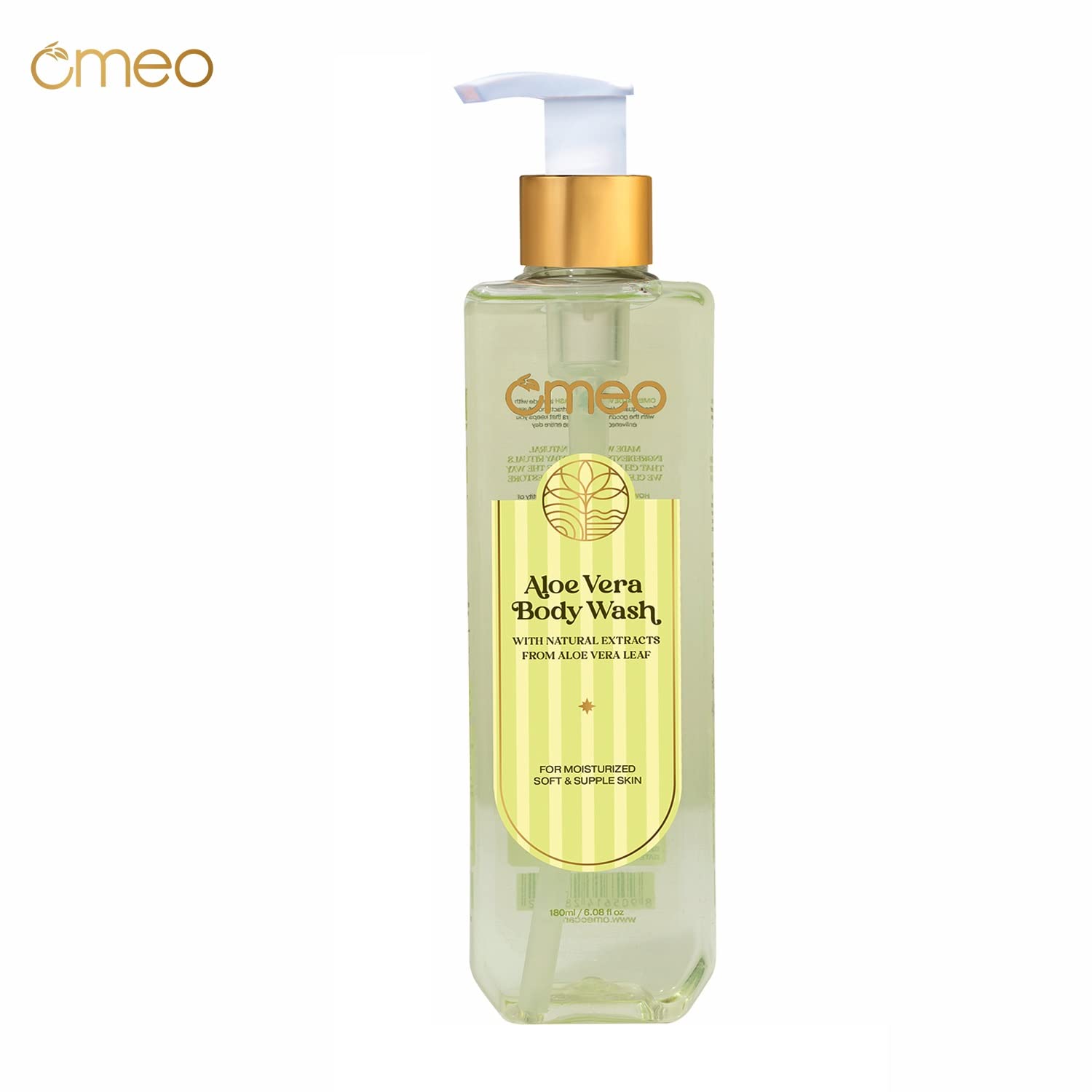 Omeo Aloe Vera Body Wash - 200ML, Natural Aloe Vera Shower Gel for Dry Skin, Gentle Moisturizing Skin Cleanser for Men & Women | Pump Bottle | Perfect for Daily Shower & Sensitive Skin Care