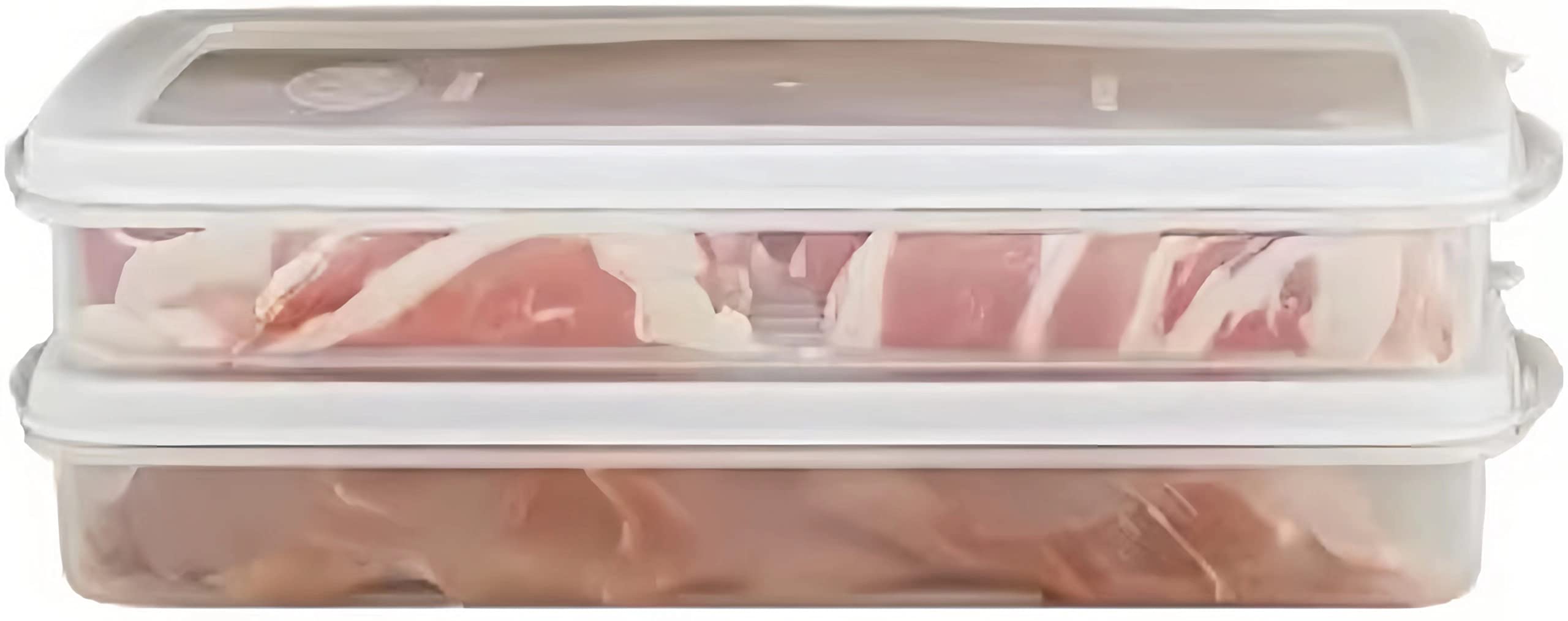 2-Pack Airtight Plastic Bacon Storage Containers with Lids - Food Saver for Cold Cuts, Cheese & Deli Meats - Refrigerator & Freezer Safe - Ideal for Meal Prep, Lunch Box & Cookie Storage