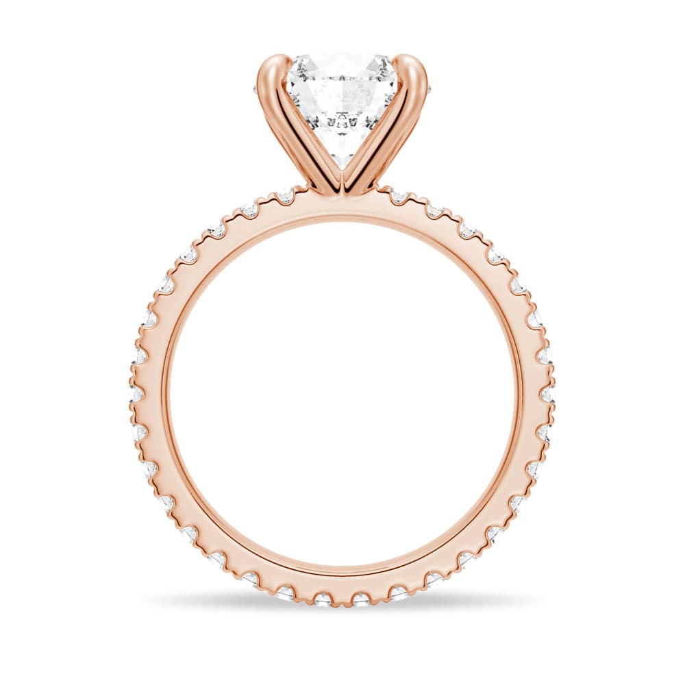 Round Moissanite Engagement Ring with Eternity Pave Band - Sparkling Wedding Jewelry for Proposals, Anniversaries & Special Occasions