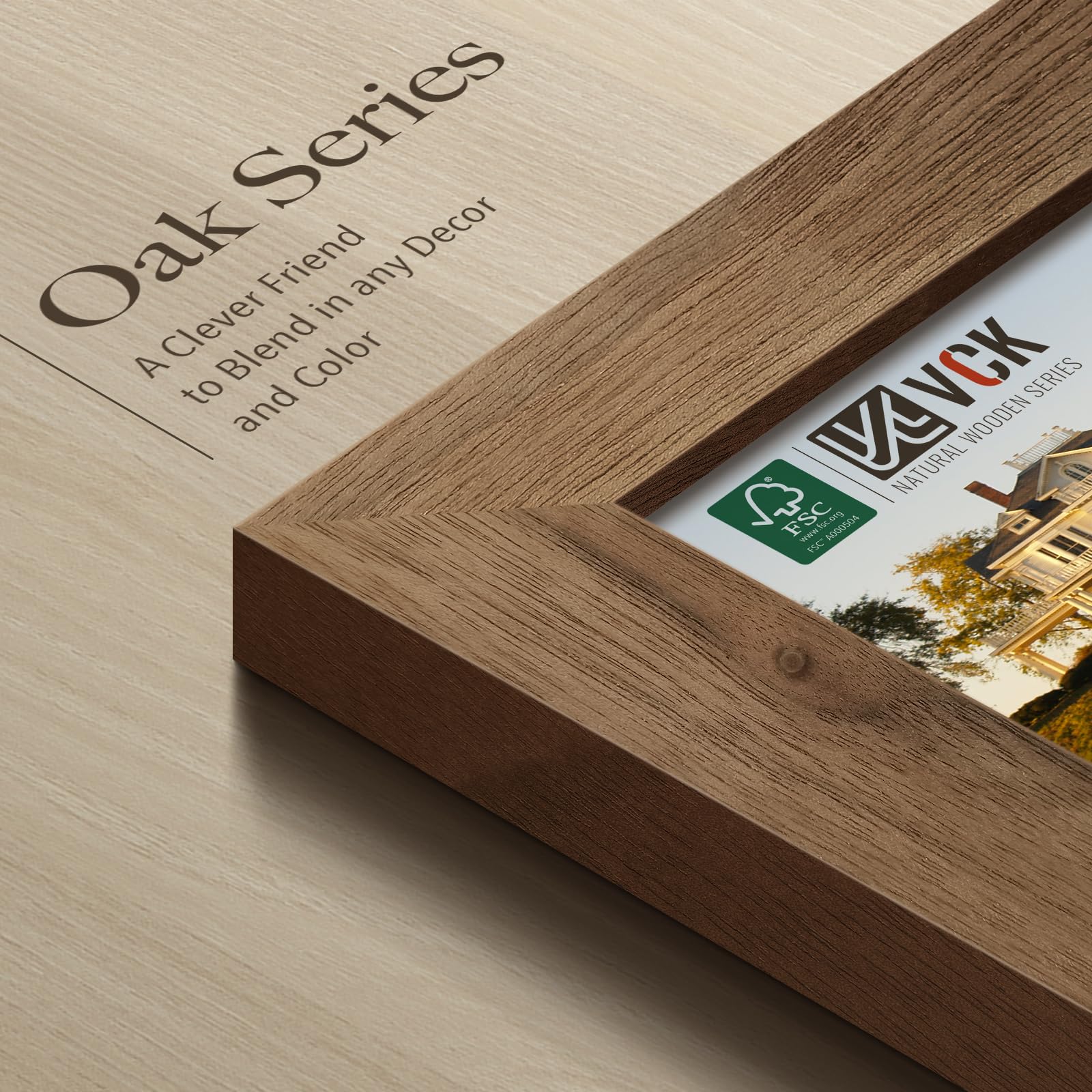 VCK 16x20 Picture Frames for Wall - Brown Walnut 3 Pack, Natural Textured Solid Wood Poster Frame with UV Protection - Perfect for Home Decor, Office, Gallery & Wedding Photos Display
