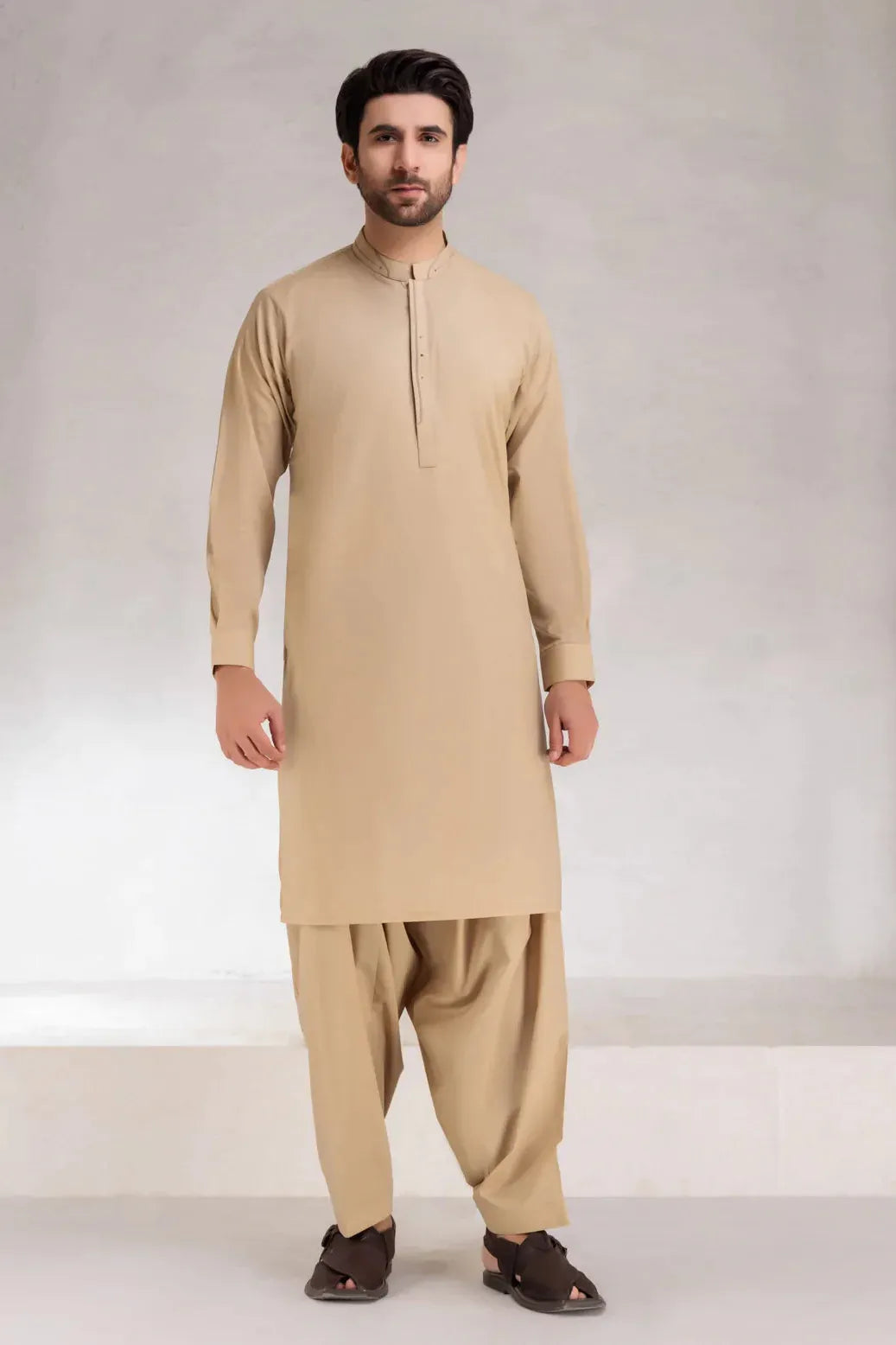 Premium Cotton Sepia Kurta Shalwar Set - Traditional Pakistani Outfit for Men - Perfect for Eid, Weddings & Festive Occasions