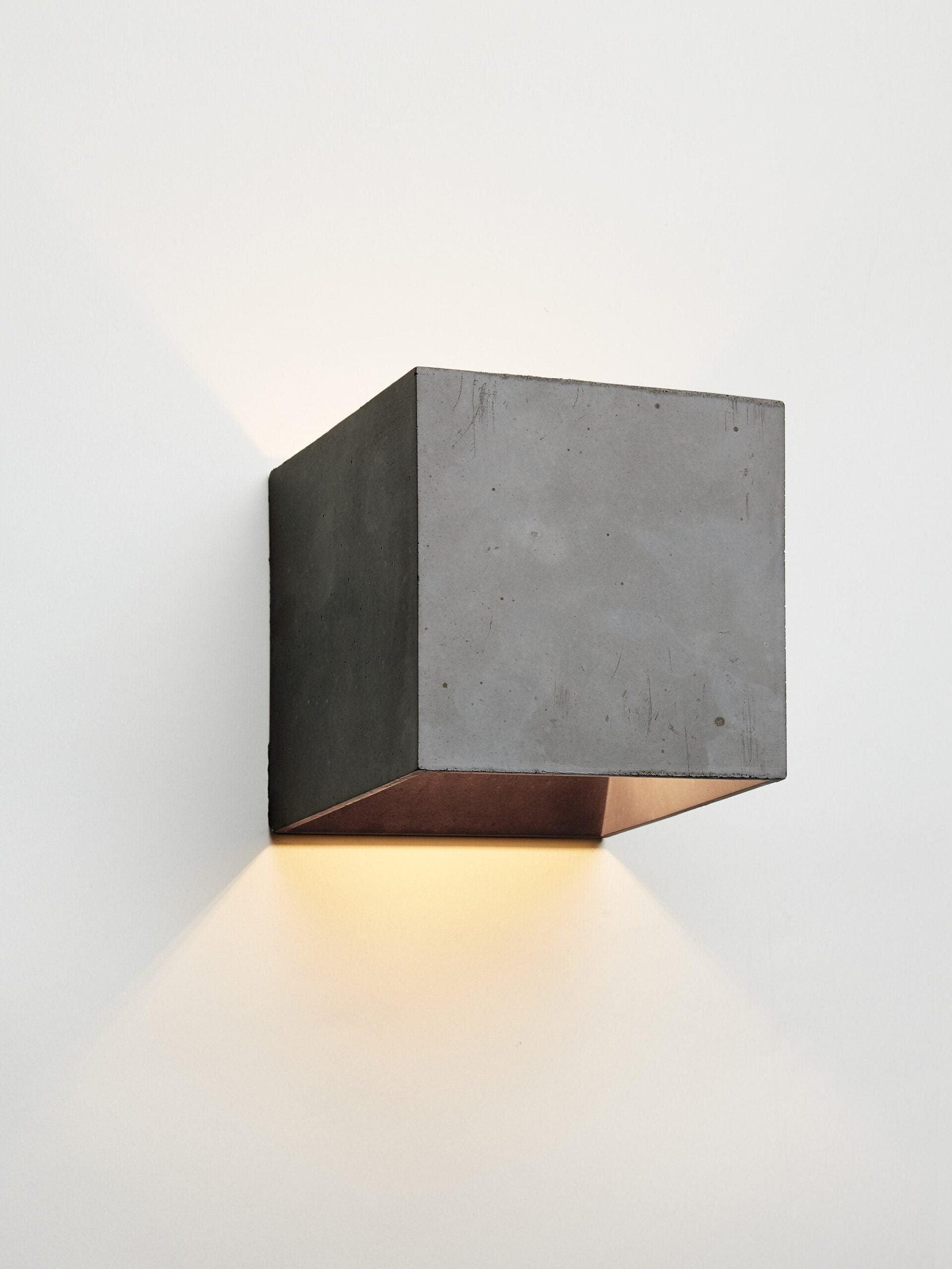 Clement Square Twin Shine Cement Wall Lamp - Modern Industrial Sconce Lighting for Bedroom, Living Room & Hallway - Dimmable LED Wall Light Fixture for Home Decor