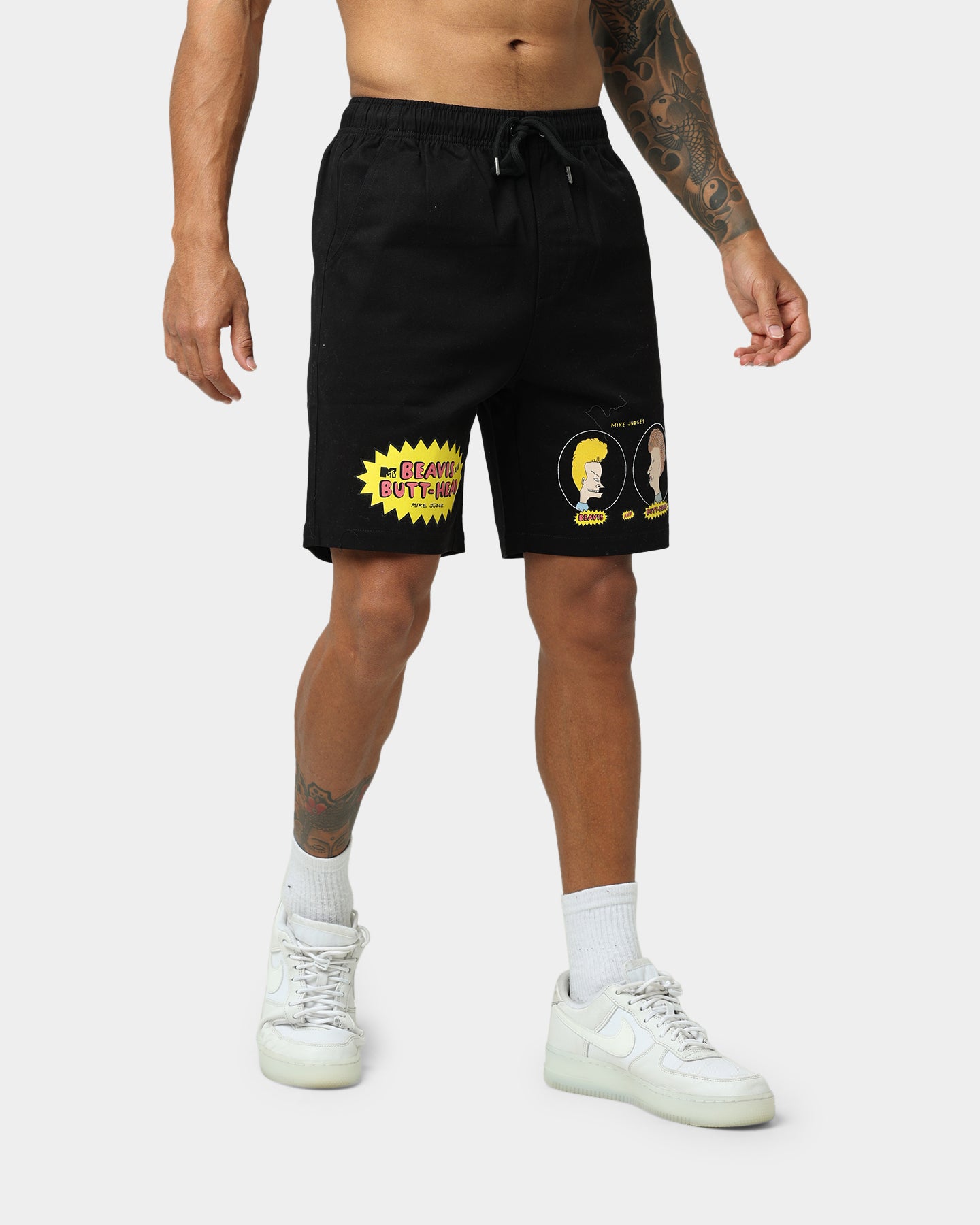 American Thrift X Beavis & Butthead Opening Face Graphic Shorts - Black Cotton Casual Shorts for Men | Perfect for Summer Outfits, Lounge Wear & Fan Merchandise