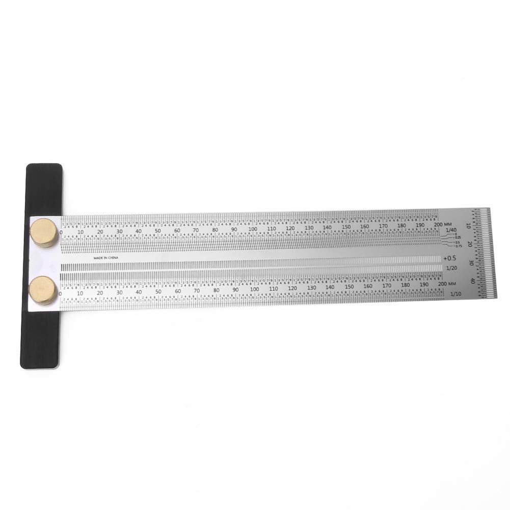 Premium Nikou Stainless Steel T-Type Hole Ruler - 200mm Woodworking Scribing Gauge & Precision Measuring Tool for Carpentry, DIY Projects, and Metalworking | Perfect for Marking, Drilling, and Layout Work