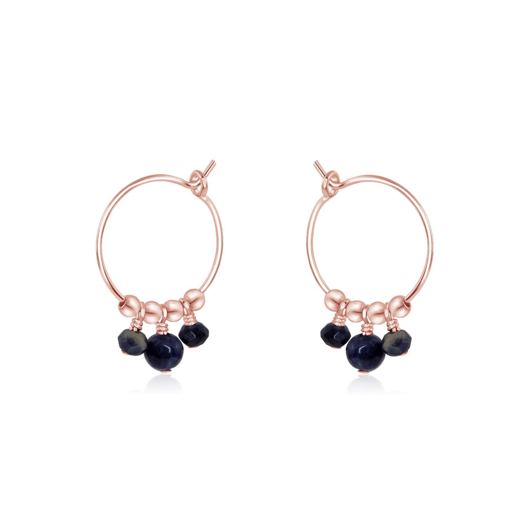 Natural Blue Sapphire Gemstone Beaded Drop Hoop Earrings for Women - Elegant Dangle Jewelry for Parties, Weddings & Special Occasions