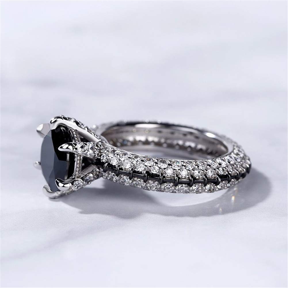 1.5 Carat Black Diamond Engagement Ring for Women - 925 Sterling Silver Round Cut Cubic Zirconia Eternity Band - Anniversary, Promise & Romantic Jewelry Gift (Perfect for Weddings, Proposals & Special Occasions)