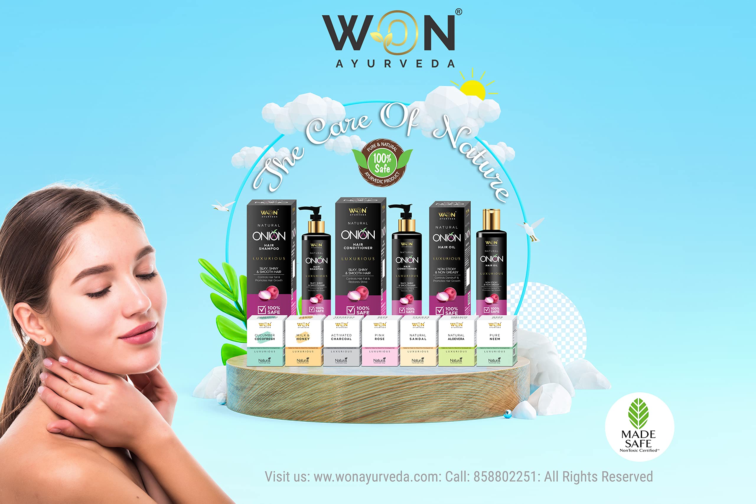 WON AYURVEDA Hair Oil & Conditioner Set - 4 Pack for Dry, Damaged Hair - Natural Ayurvedic Treatment for Hair Growth & Repair - Perfect for Daily Use & Scalp Massage