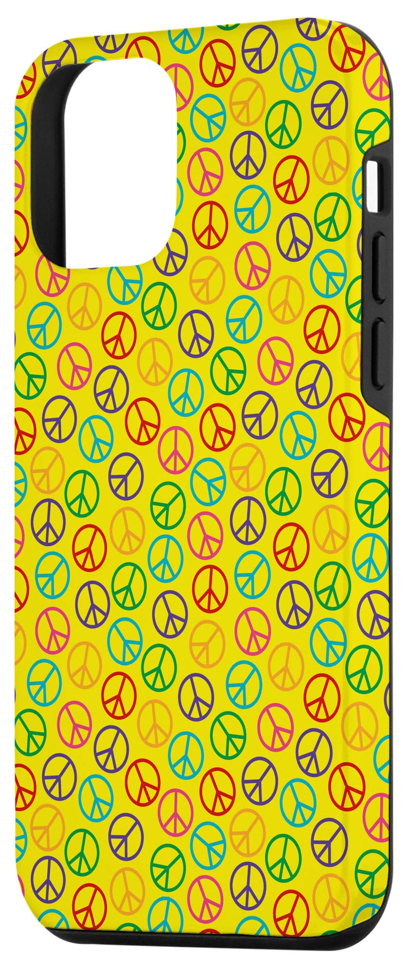 iPhone 12 Mini Case - Yellow Peace Sign Pattern Protective Cover | Trendy & Durable Phone Case for Everyday Use, Travel & Fashion Accessory