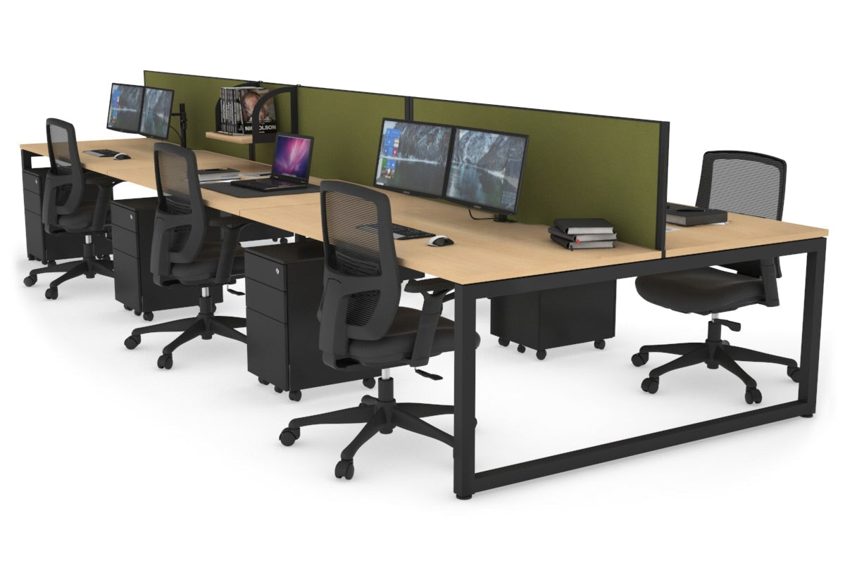 Quadro Loop Legs 6-Person Office Workstation - 1400L x 800W with Cable Management - Perfect for Open Office Layouts & Collaborative Workspaces