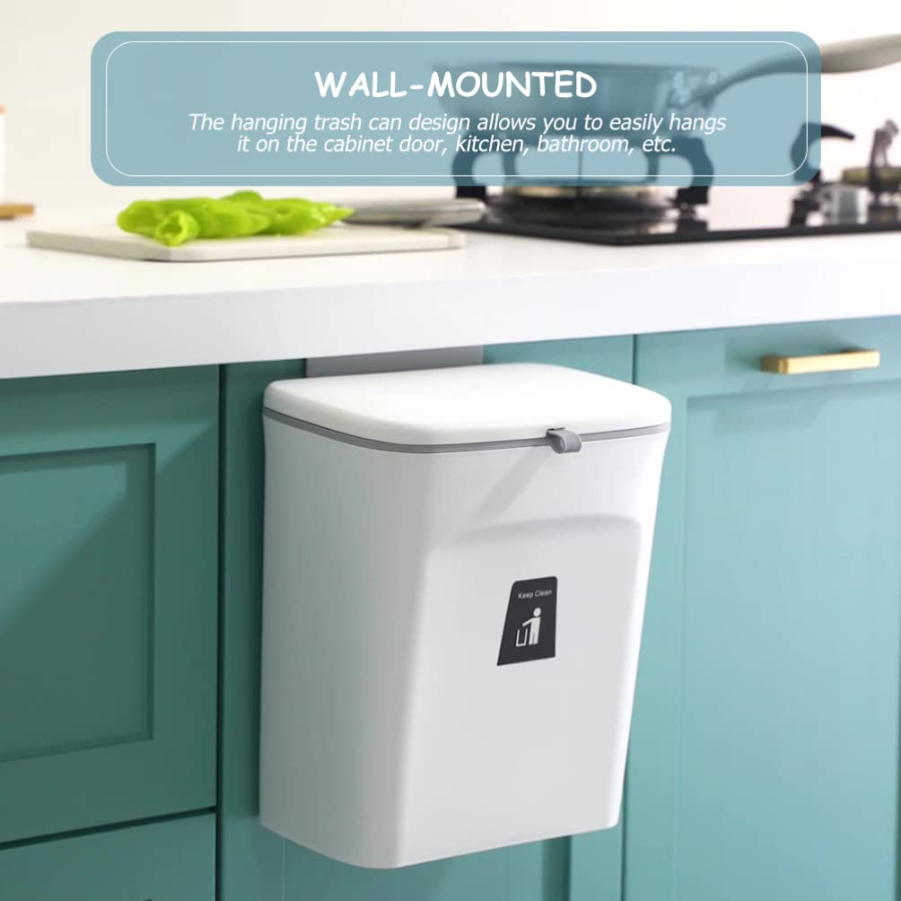 Angoily 5L/8L Plastic Hanging Trash Can - Small Kitchen Compost Bin with Lid, Countertop Waste Basket for Organic Waste, Indoor Garbage Container - Perfect for Kitchen Counter, Under Sink, Office & Bathroom