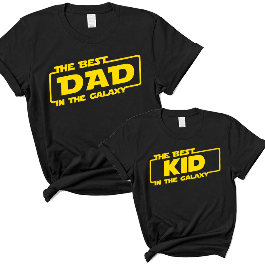 Best Father & Son Matching Star Galaxy Black T-Shirts - Fun Family Outfits for Father's Day, Birthdays & Casual Wear