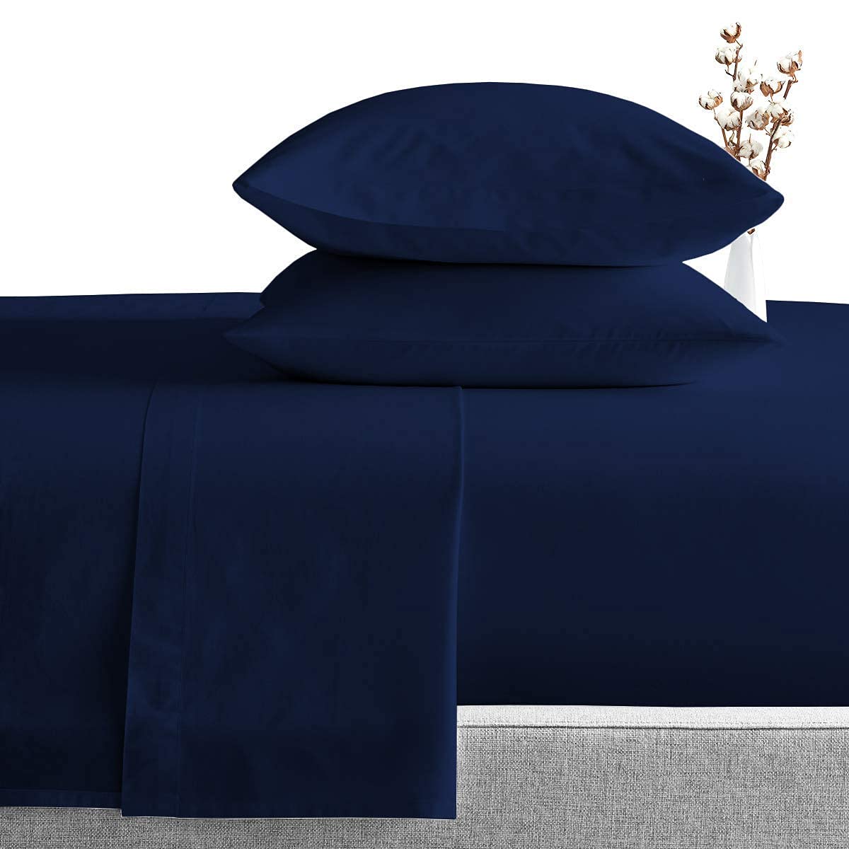 800 Thread Count 100% Egyptian Cotton 4-Piece Long Staple Sheet Set - Luxury Sateen Bedding, Hotel Quality Deep Pocket Sheets for 12