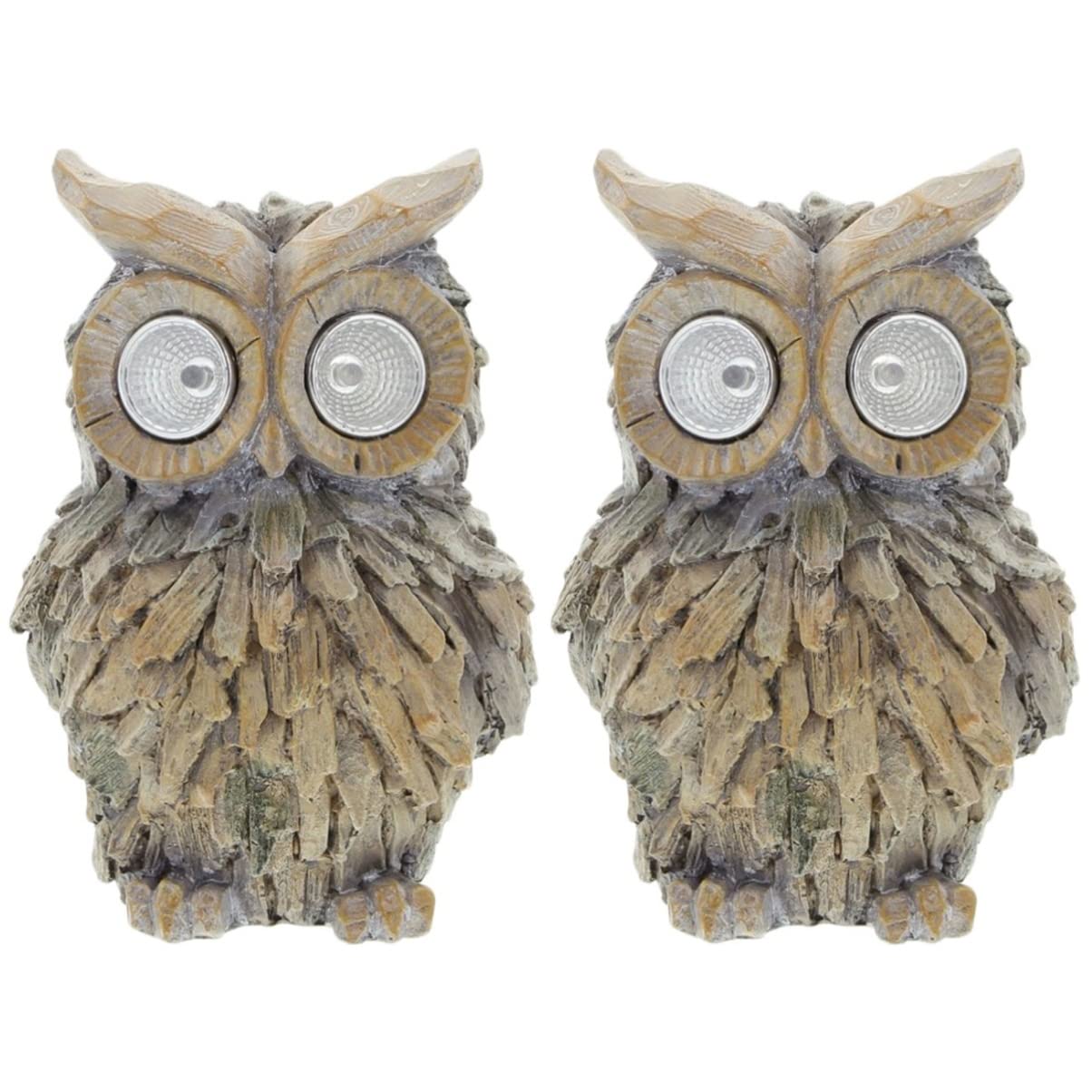 Yardwe LED Owl Figurine Set - 2PCS Resin Owl Patio Lights for Outdoor Garden Decor, Waterproof Owl Night Lights for Yard, Pathway, and Porch Lighting | Perfect for Halloween, Christmas, and Year-Round Home Decoration