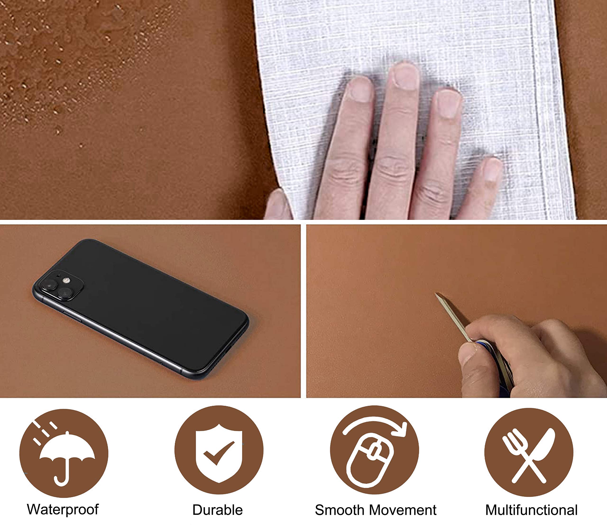 Premium Dual-Sided PU Leather Desk Pad & Mouse Mat - Non-Slip Waterproof Office Desk Protector (23.6