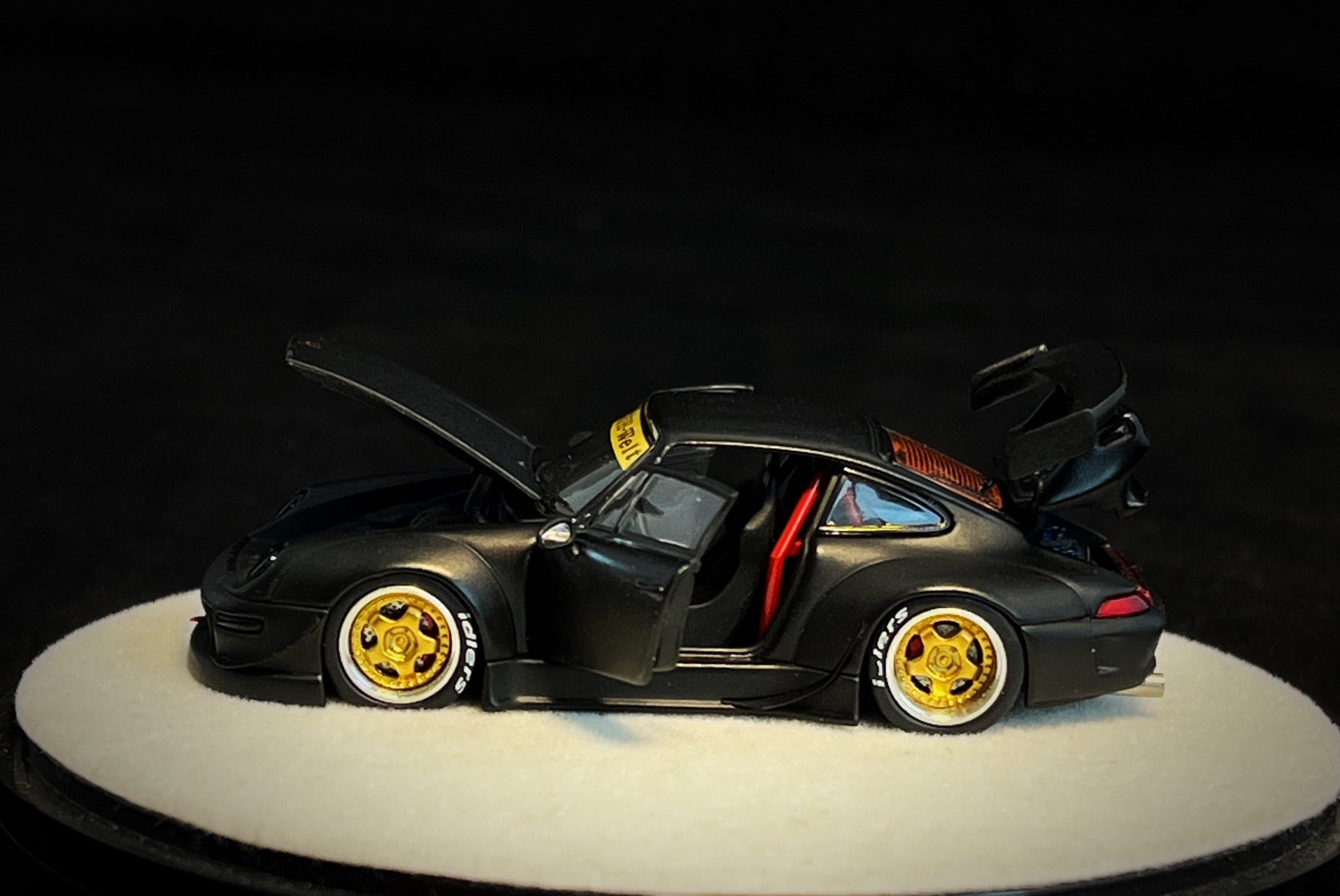 PGM 1:64 Scale Porsche 993 RWB Diecast Model Car - Matte Black Luxury Edition - Perfect for Collectors, Display & Racing Enthusiasts