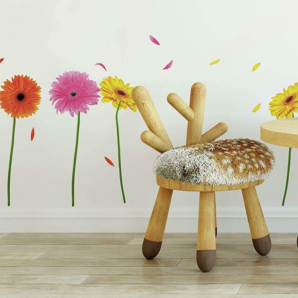 RoomMates RMK1553SCS Small Gerber Daisies Peel and Stick Wall Decals - Easy DIY Wall Decor for Nursery, Bedroom, Living Room & Office