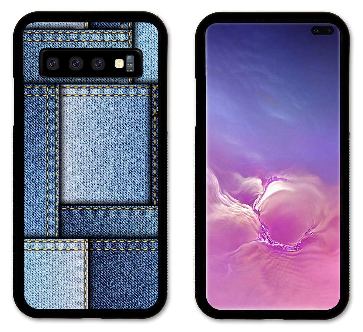 Slim Fit Denim Square Phone Case for Samsung Galaxy S10+ (Plus) - Protective Cover with Premium Design - Perfect for Everyday Use, Travel & Work