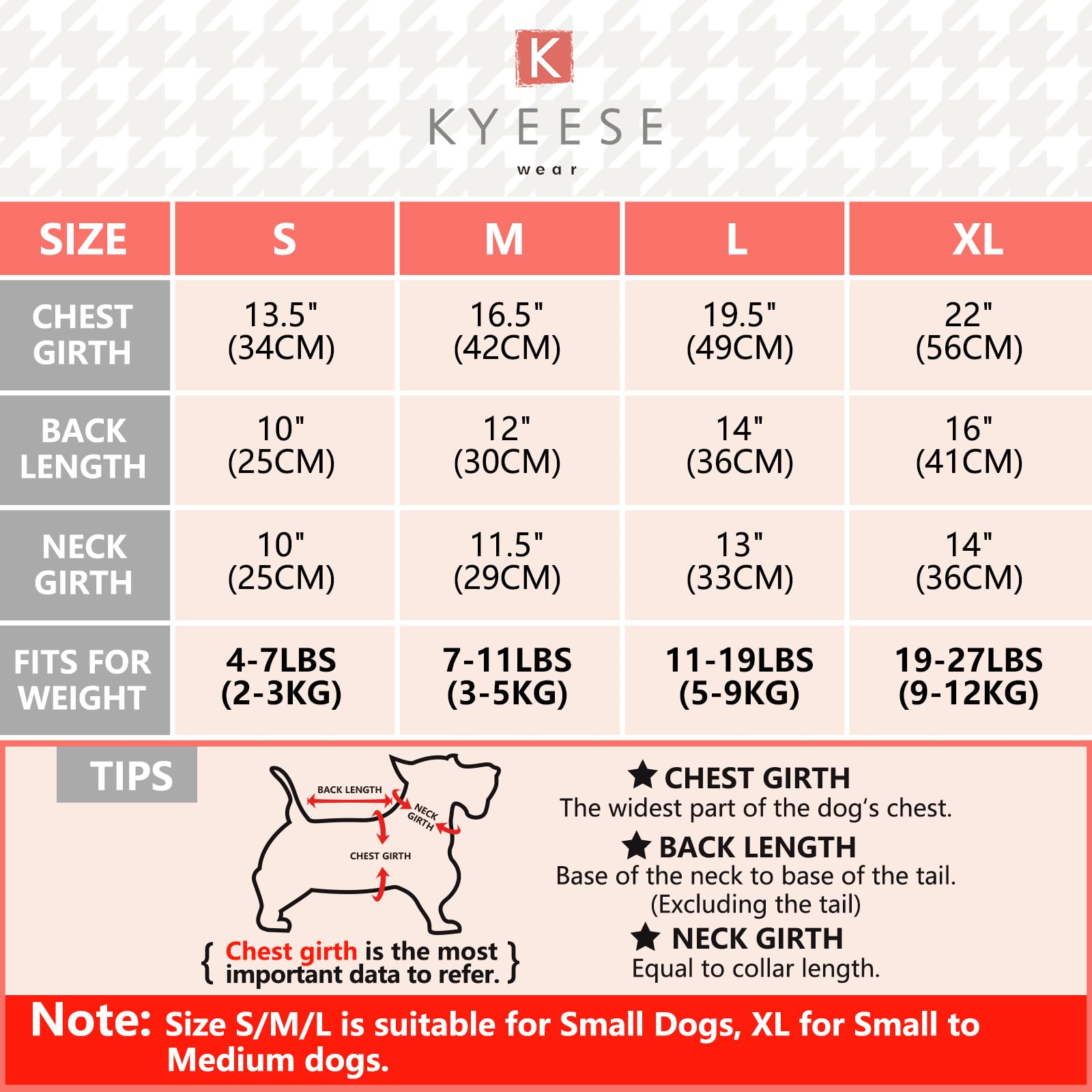 KYEESE Long Sleeve Turtleneck Dog Sweater - Diamond Plaid Pattern Warm Winter Coat for Small & Medium Dogs (Gray, X-Large) - Perfect for Cold Weather Walks and Indoor Comfort