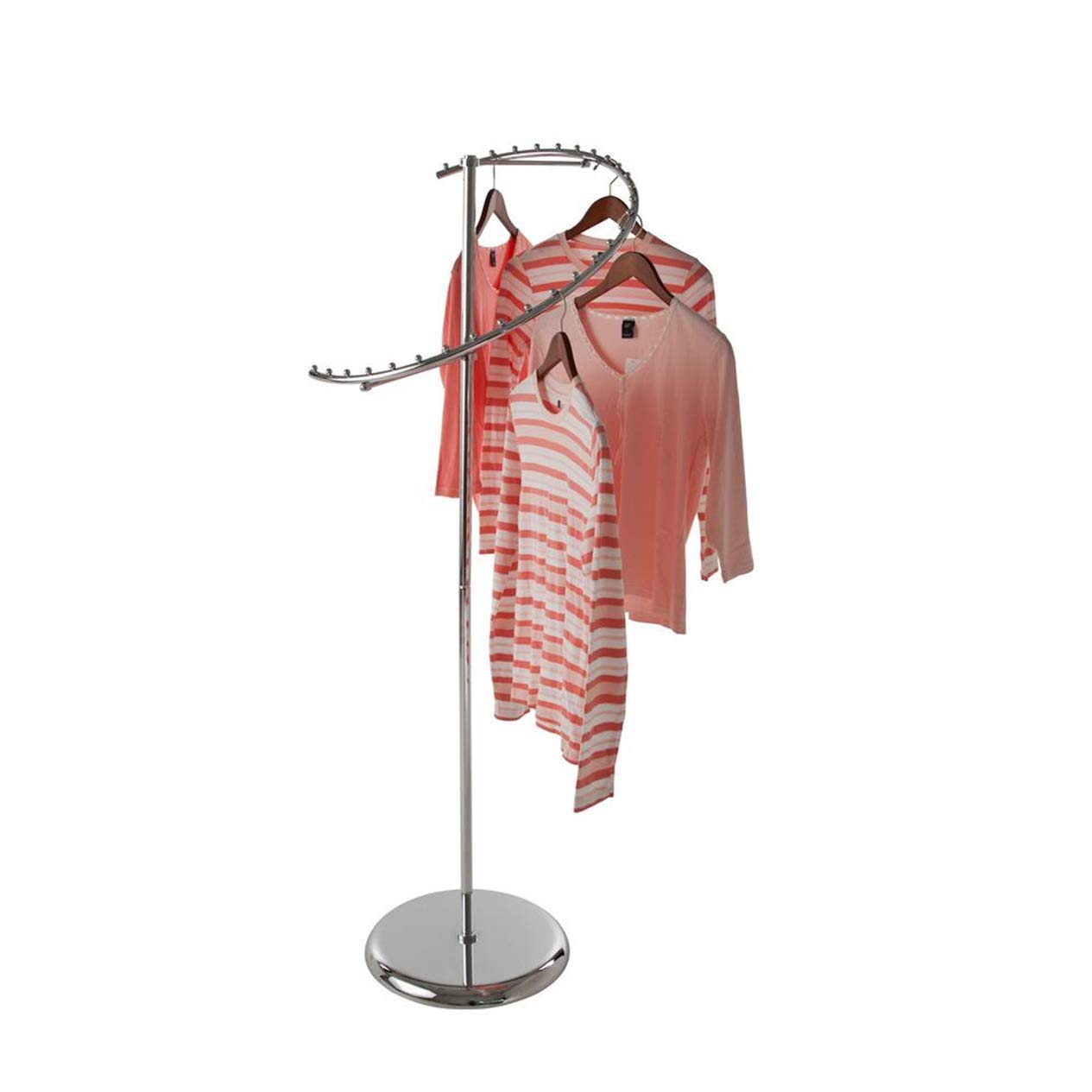 NAHANCO K29 Heavy Duty Chrome Spiral Garment Rack - Commercial Clothing Display with 29 Hanging Hooks for Retail Stores, Boutiques & Home Organization