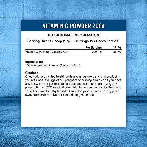 Applied Nutrition Vitamin C Powder 200g - Immune Support & Antioxidant Boost - Perfect for Daily Wellness, Smoothies & Immune System Defense