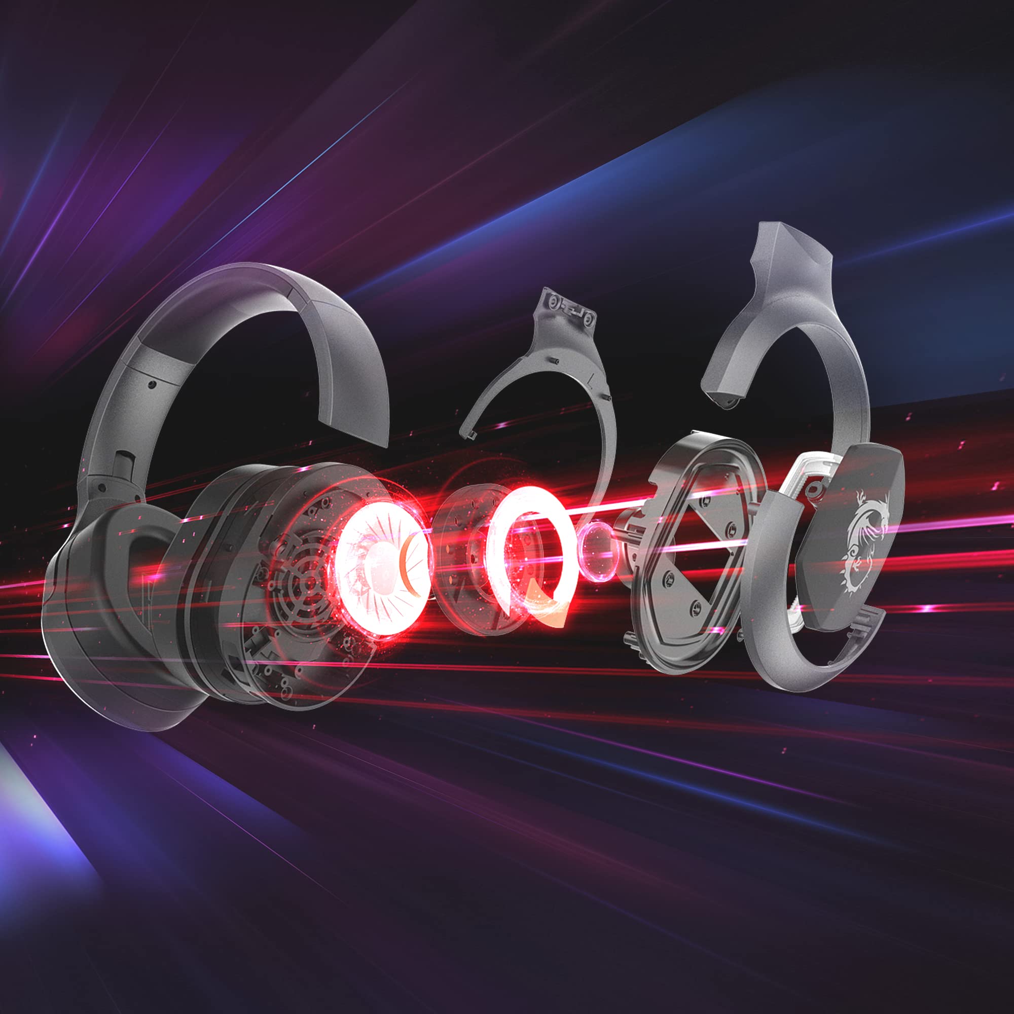 MSI IMMERSE GH50 Gaming Headset with 7.1 Virtual Surround Sound & Clutch GM20 Elite Gaming Mouse - 6400 DPI Optical Sensor, Right-Handed, 20M+ Click OMRON Switches - Perfect for PC Gaming, Streaming & Esports
