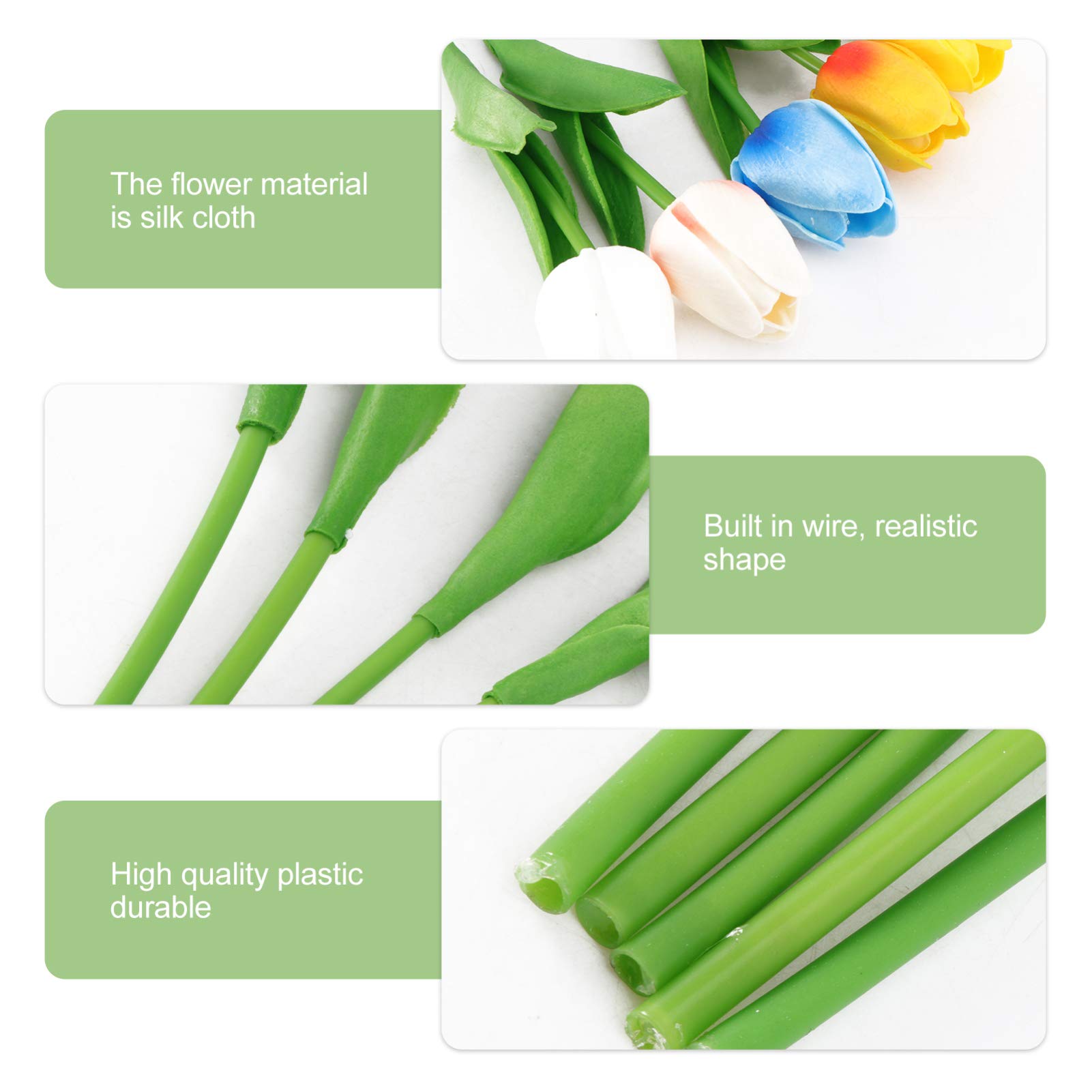 5pcs Artificial Tulip Flowers - Realistic Plastic Silk Tulip Bouquet for Home Decor, Fake Holland Tulips for Vase Arrangement, Wedding Centerpieces & Spring Table Decor