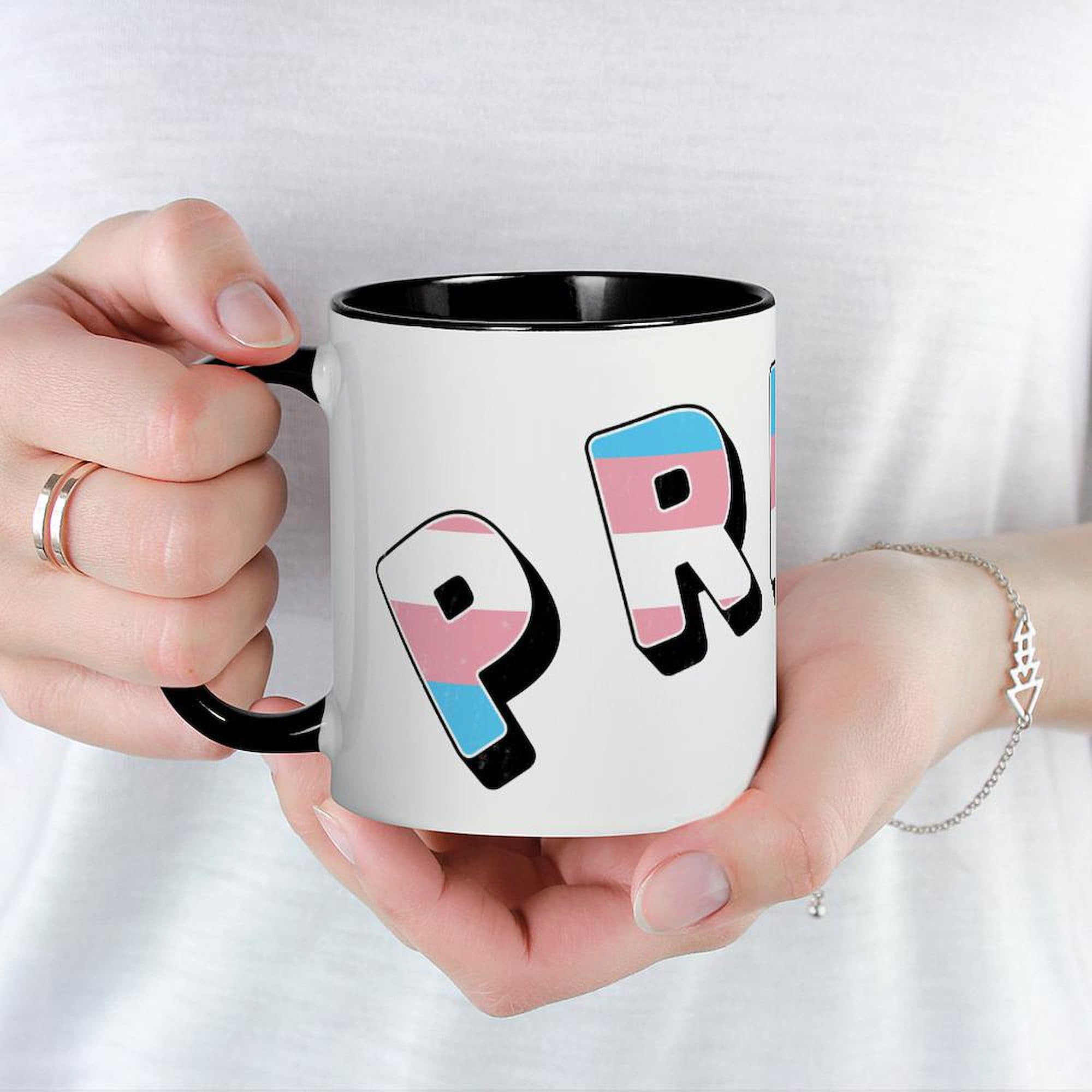 Trans Pride 11 oz Ceramic Coffee Mug (325 ml) - LGBTQ+ Rainbow Themed Cup for Hot & Cold Drinks - Perfect for Home, Office, or Pride Events