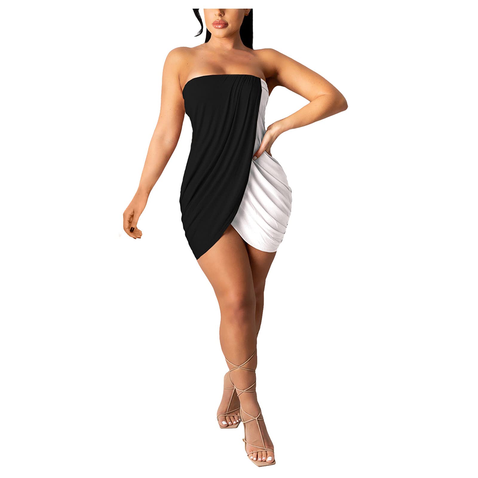 Sexy Wrap V-Neck Summer Dress for Women 2022 - Flowy One Shoulder Ruffle Midi Dress for Beach Party, Date Night & Vacation
