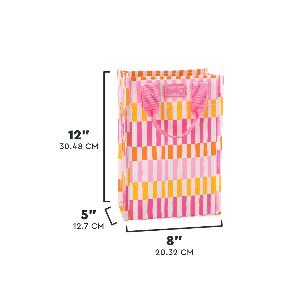 Sherbet Stripe Reusable Gift Bags - Tall Size Eco-Friendly Present Wrapping for Birthdays, Weddings & Holidays