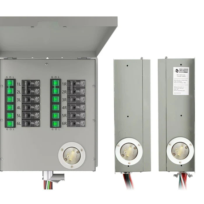 Natures Generator 12 Circuit 120V/240V 30A Manual Power Transfer Switch for Home Backup Power & Emergency Use