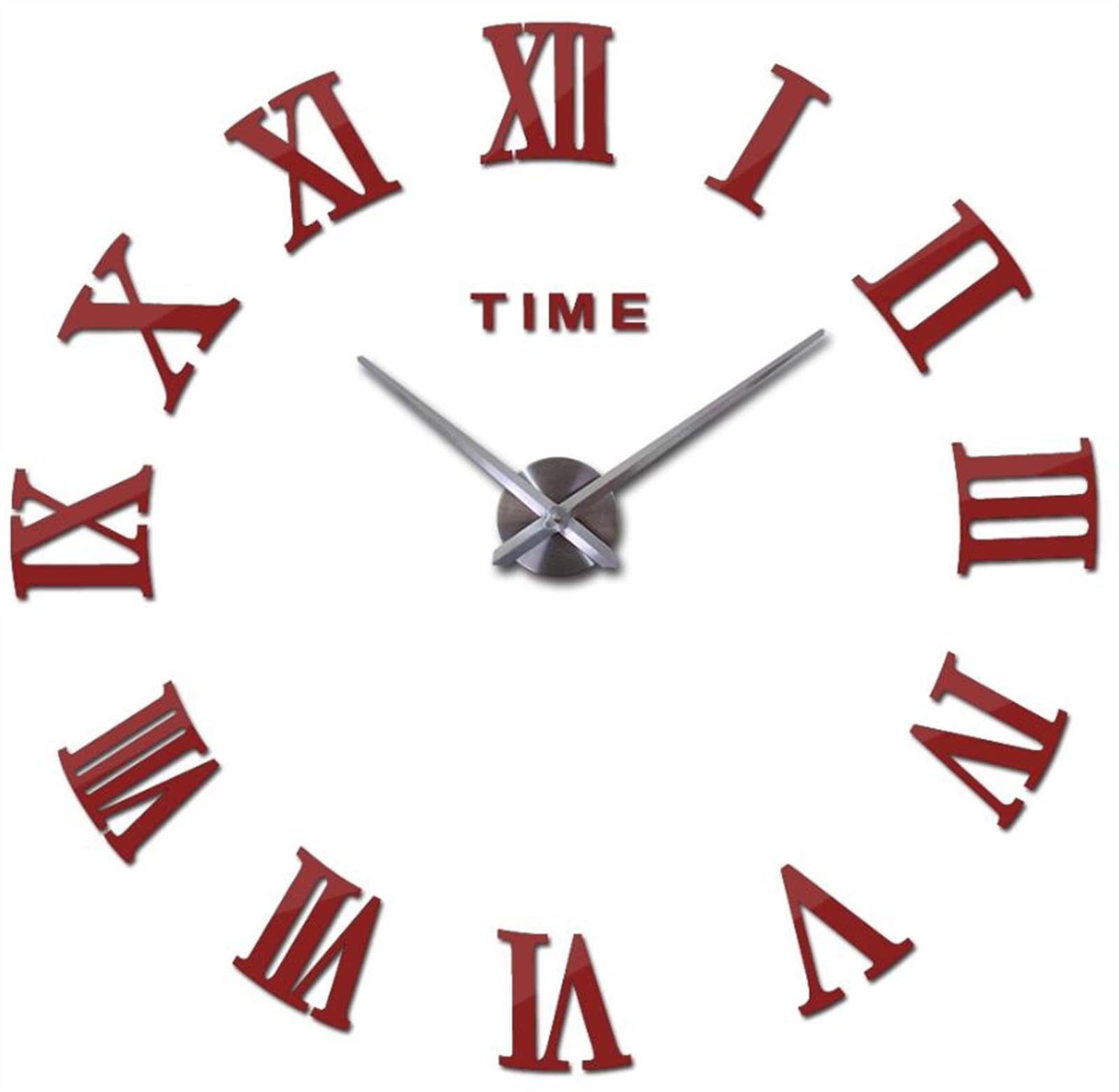 3D Acrylic Mirror Wall Clock - DIY Quartz Watch, Modern Home Decor for Living Room, Bedroom & Office - 37 Inch Red Wall Clock for Stylish Home Decoration & Unique Gift Idea