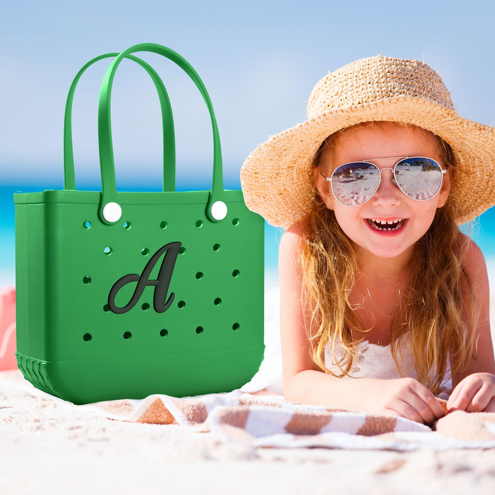 Joez Alphabet Letter Charms for Bogg Bag - Decorative Letter Accessories for Beach Bags, Totes & Handbags - Black | Perfect for Personalizing Beach Essentials, Pool Parties & Summer Accessories