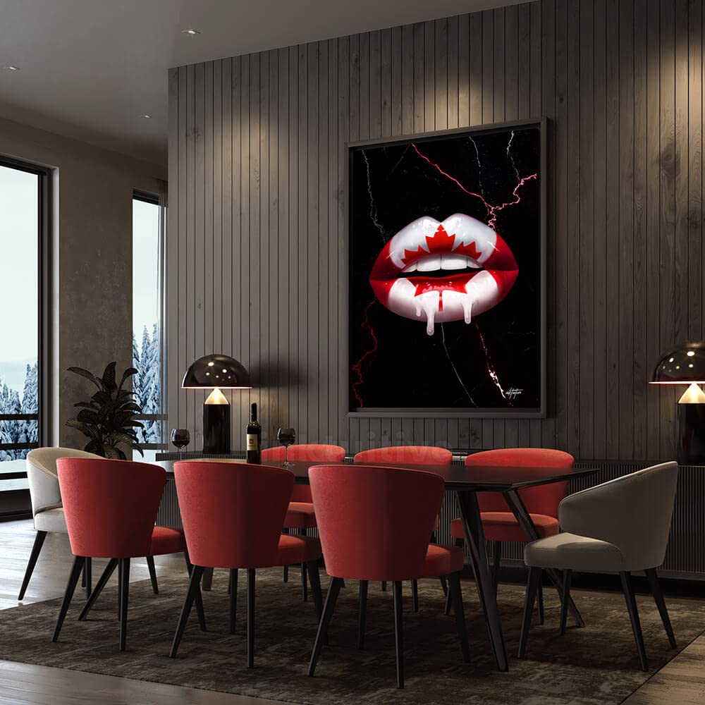 Inktuitive Canadian Kiss Inspirational Lips Canvas Wall Art - Motivational Decor for Bedroom, Living Room & Office - 24x18 Inches - Perfect for Home, Office & Gift Giving