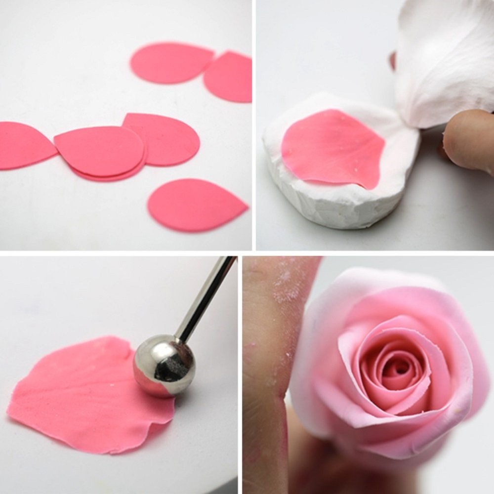 Premium Peony Cutter & Veiner Set - Stainless Steel Cake Decorating Tools with Silicone Mold for Gumpaste, Fondant & Cookie Making (A327&VM060) - Perfect for Wedding Cakes, Birthday Desserts & DIY Baking Projects