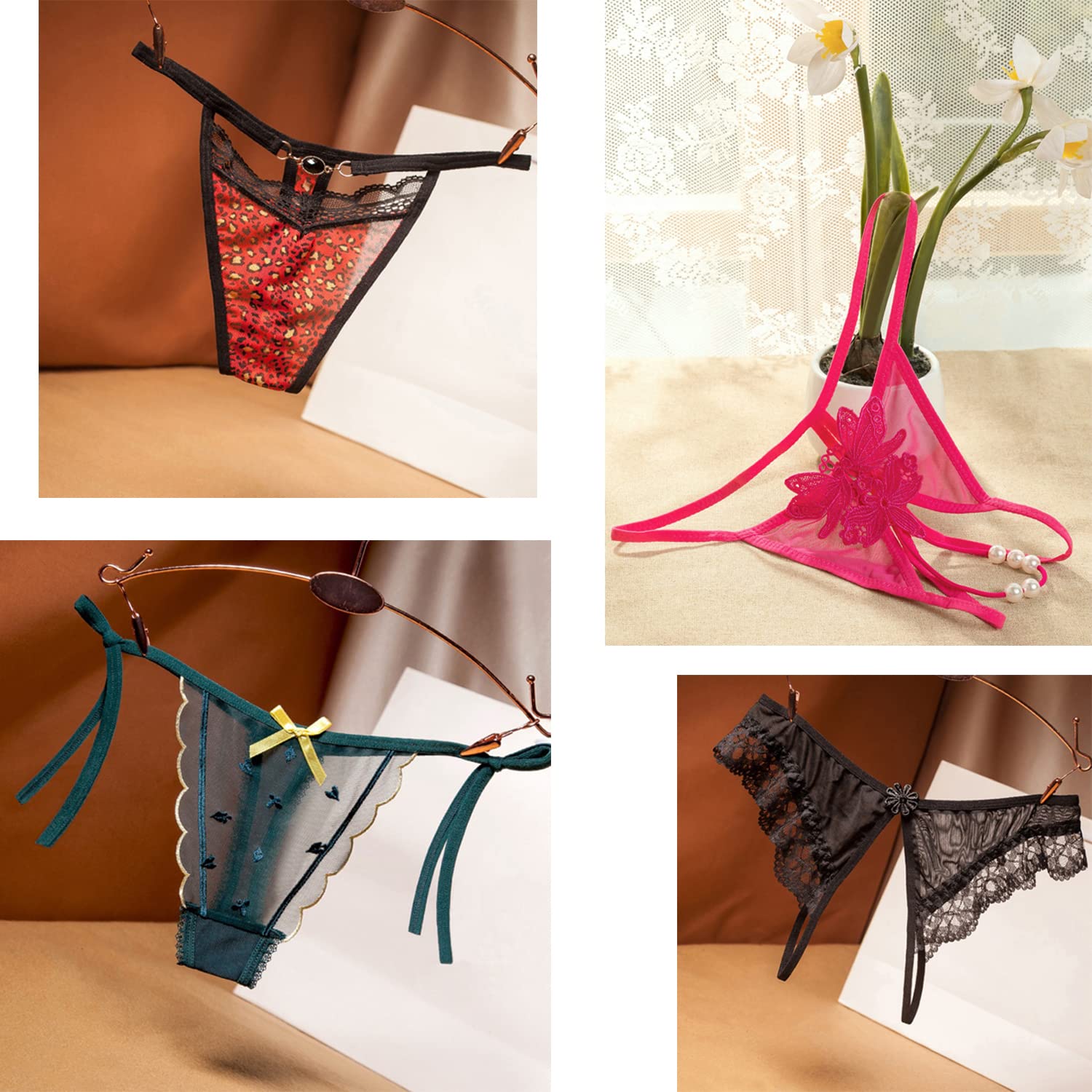 Sexy Women's Underwear Pack - 5-Piece Assorted Lace Panties for Everyday Wear & Special Occasions