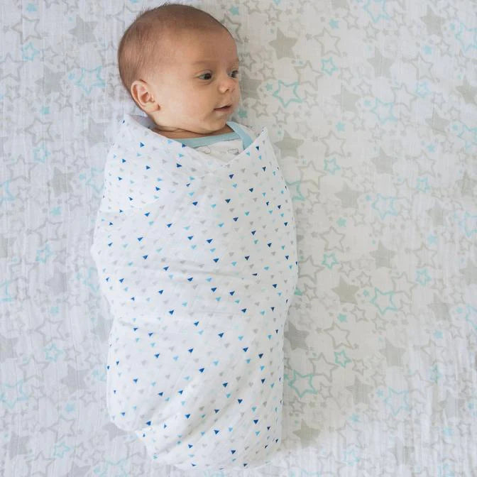 Premium Muslin Swaddle Blanket & Pajama Gift Set for Babies - Tiny Triangles Design (BGB 0031) | Soft & Breathable for Newborn Sleep, Swaddling & Photo Shoots