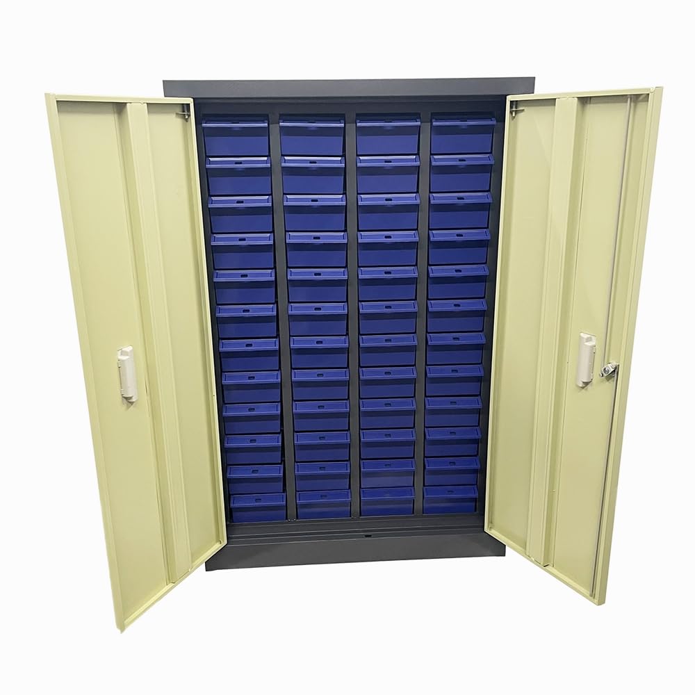 48-Drawer Hardware Organizer Storage Cabinet with Doors - Medium Tool Storage Box for Parts, Screws, Nails & Small Items | Perfect for Garage, Workshop & DIY Projects