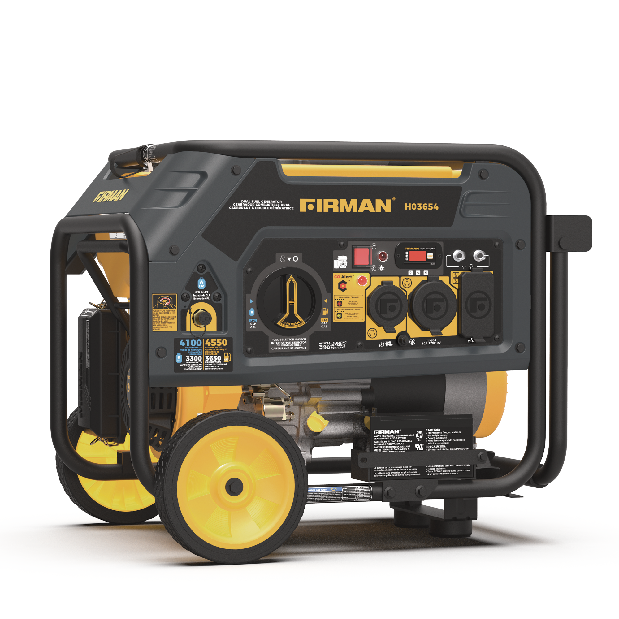 4550W Dual Fuel Portable Generator with Electric Start & CO Alert - Perfect for Camping, Emergencies, and Home Backup Power