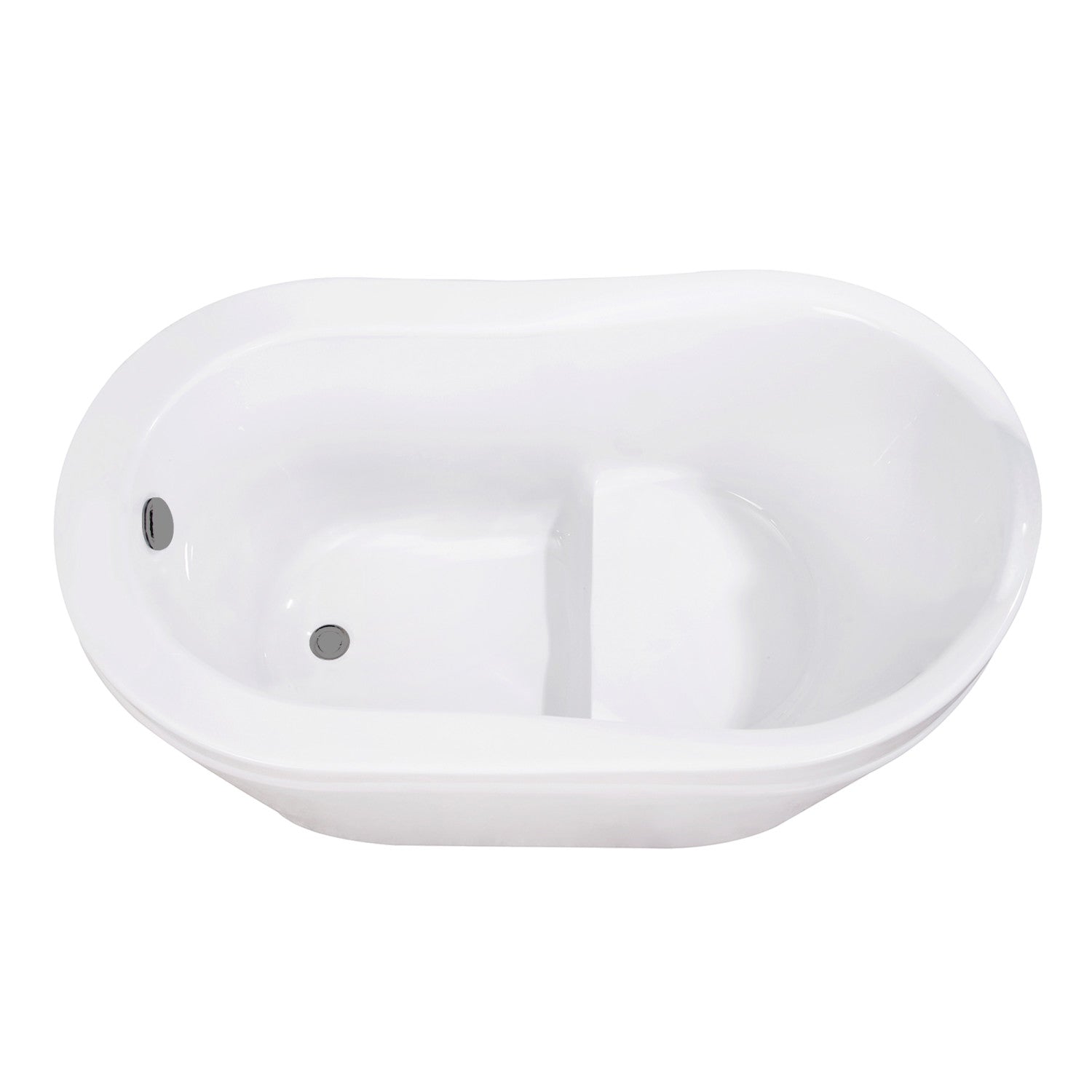 Aqua Eden 52 Inch Acrylic Freestanding Bathtub - Oval Slipper Tub with Overflow Drain & Built-in Seat, Glossy White & Brushed Nickel Finish | Perfect for Luxury Bathrooms, Spa Retreats & Master Suites
