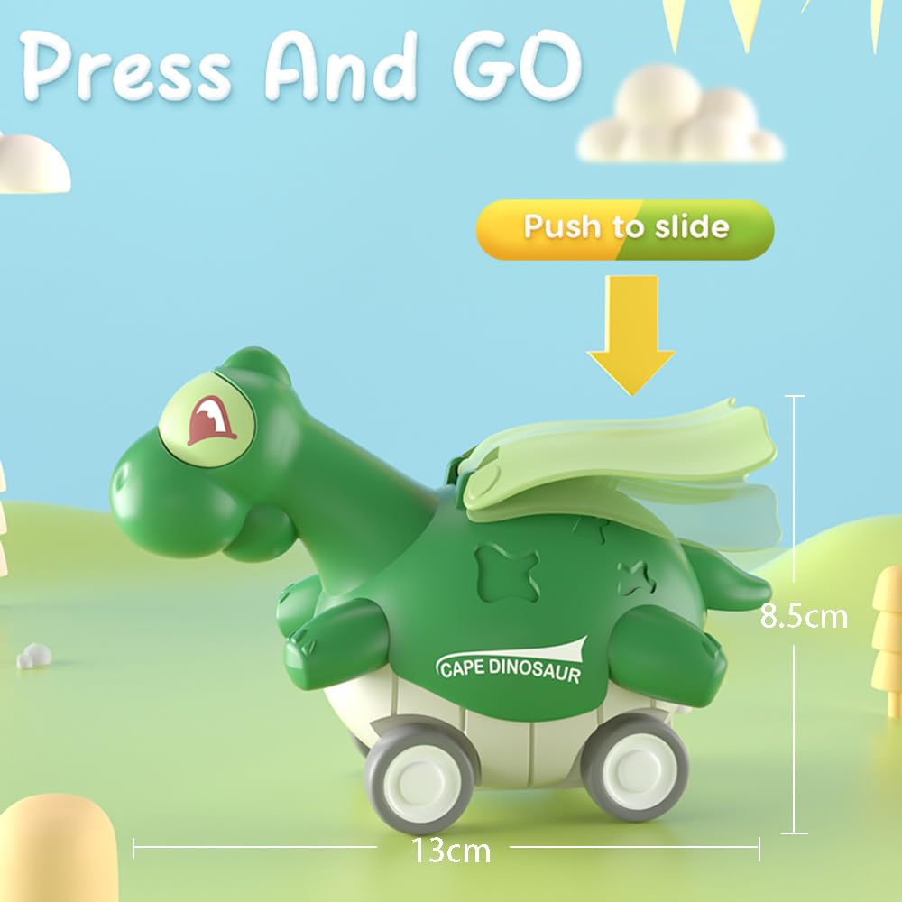 LCenno Push and Go Baby Car Toys for 1-6 Year Old Boys - Dinosaur Themed Toddler Toys for 1st Birthday Gifts & Kids' Playtime | Perfect for Early Learning, Indoor Play & Travel Entertainment