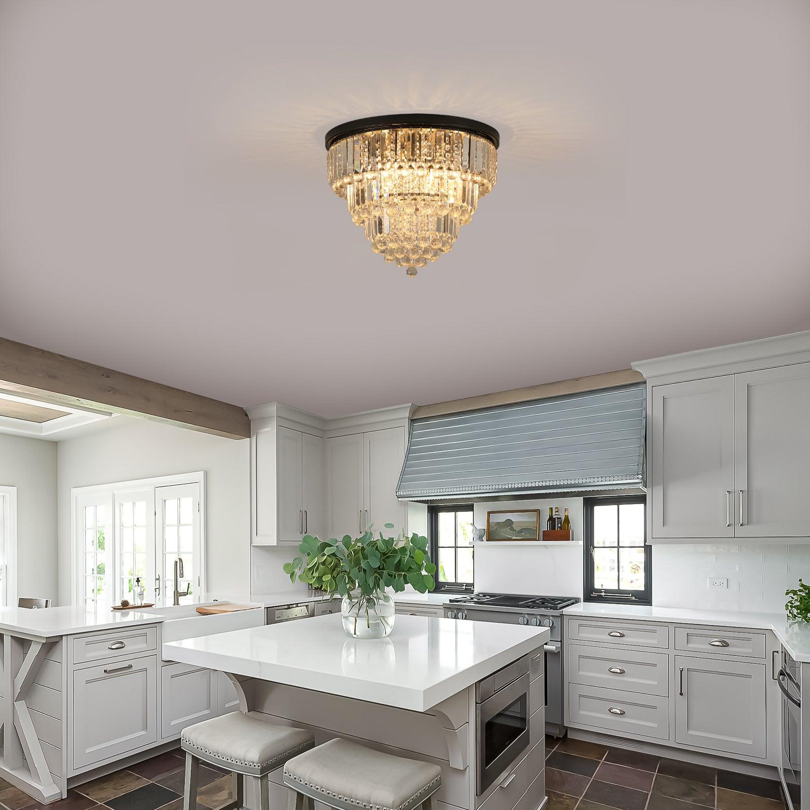 Luxury Modern Black Crystal Chandelier - Large Ceiling Light Fixture for Dining Room, Living Room, Bedroom - Elegant Home Lighting for Parties & Romantic Dinners