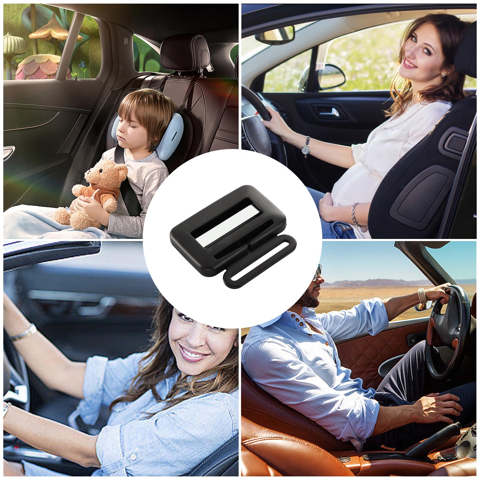 Universal Car Seat Belt Adjuster Clip - Seatbelt Tensioner for Travel, Camper, Truck & RV - Comfortable Safety Strap Adjuster for Co-Pilot - Perfect for Long Road Trips, Family Vacations & Daily Commutes