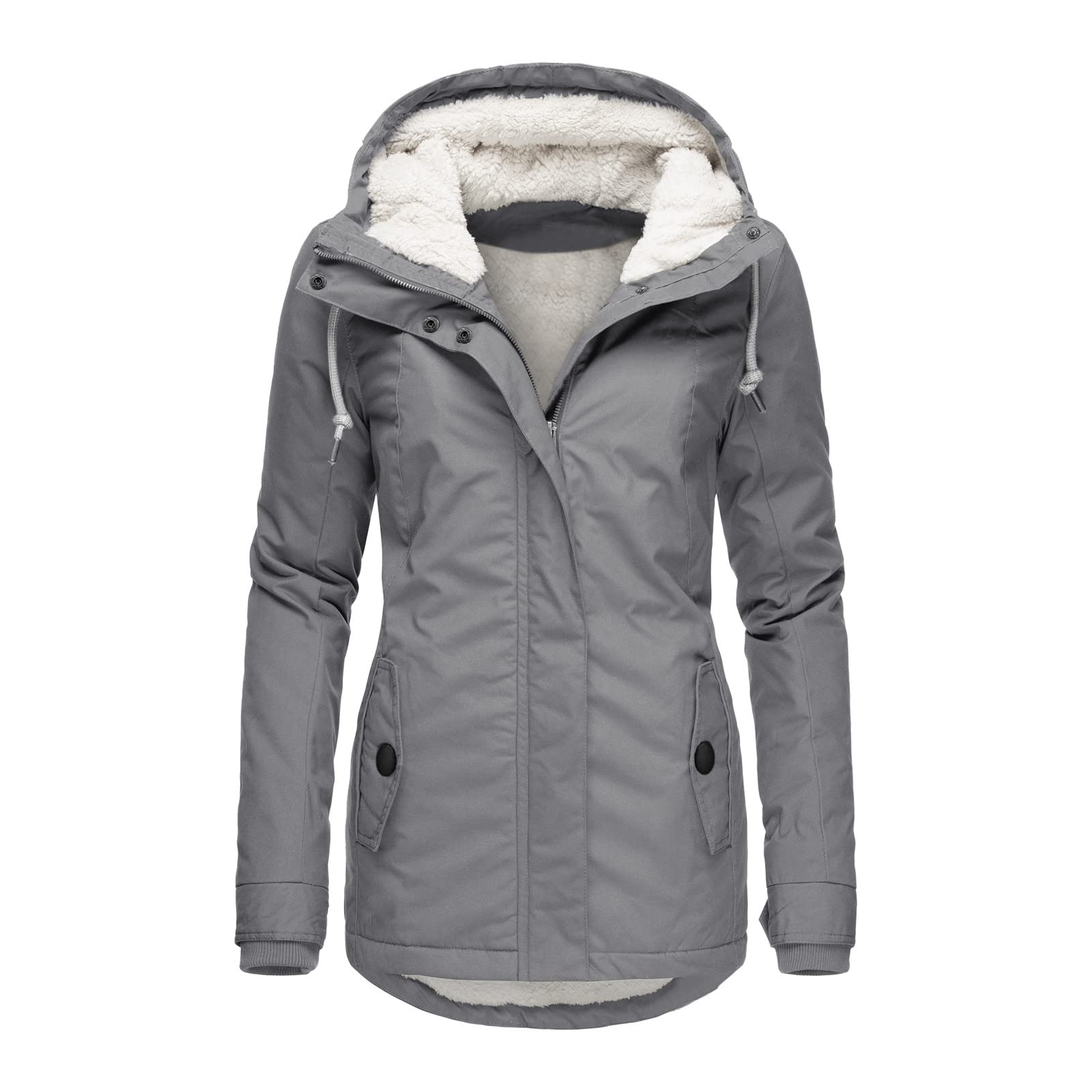 Women's Winter Hooded Sherpa Fleece Lined Military Parka Jacket - Warm Puffer Coat for Cold Weather | Outdoor Activities & Daily Wear