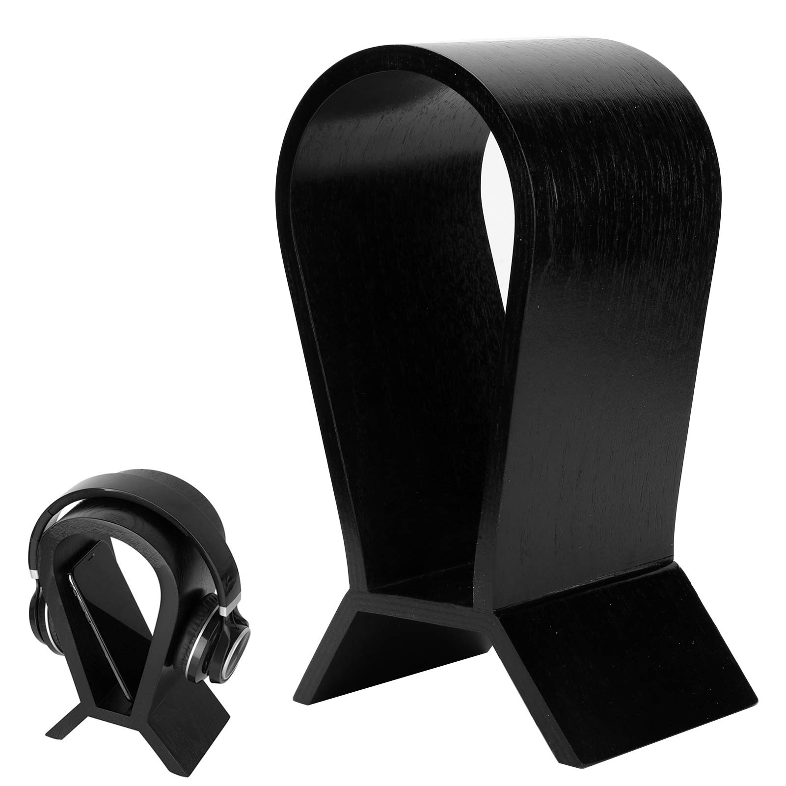 Premium Wooden Headphone Stand for Gaming & Bluetooth Headsets - Portable PC Headset Holder with Hook, Stylish Display Hanger (Black) - Perfect for Desk Organization & Gaming Setup Accessories