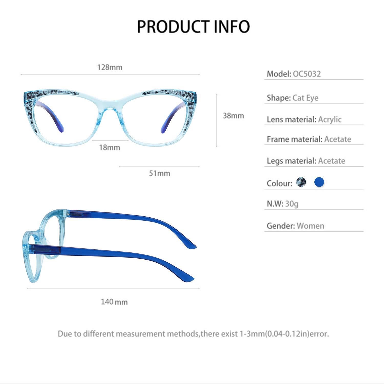 OCCI CHIARI Fashion Reading Glasses for Women & Men - Lightweight Eyewear Frames for Reading, Working & Computer Use