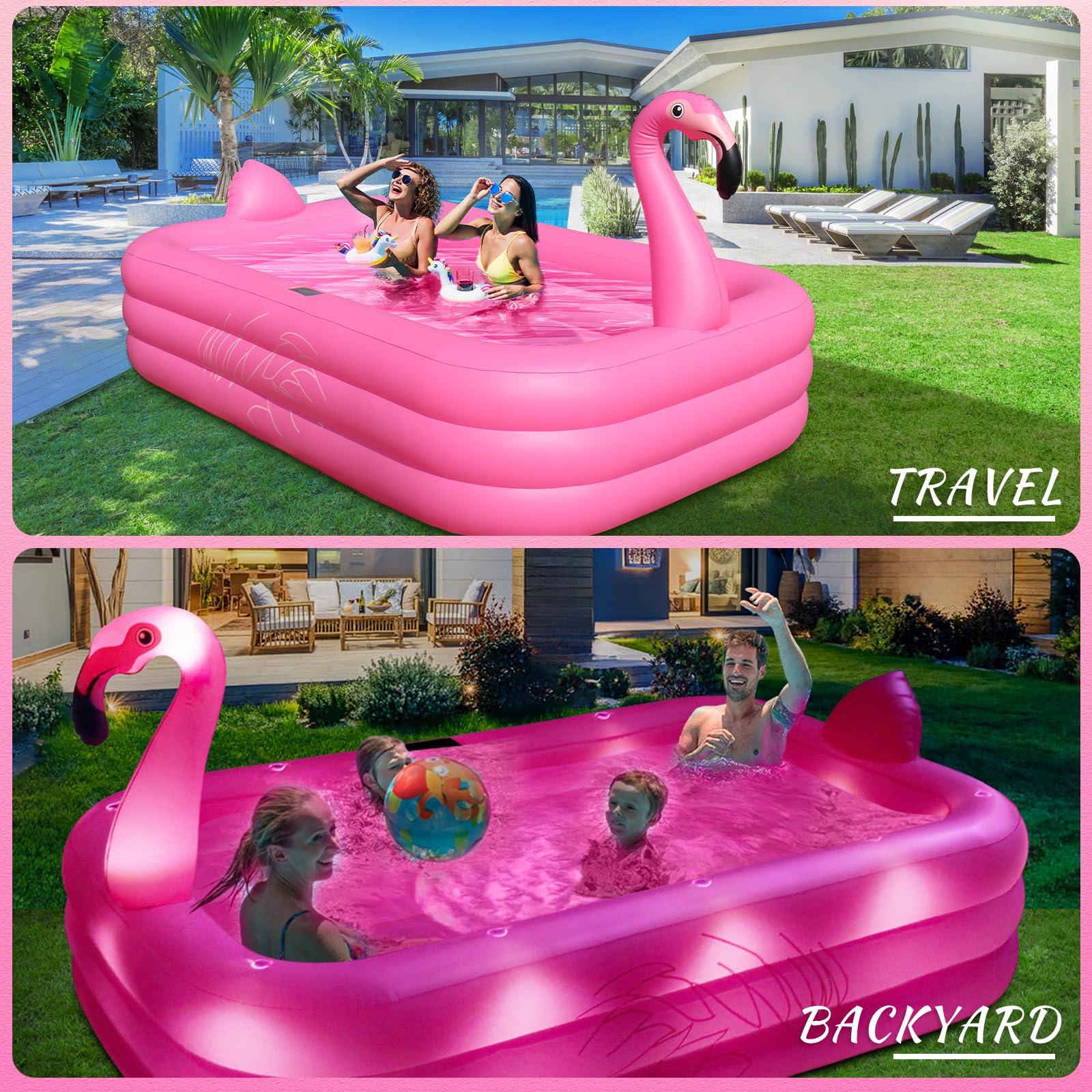 **Solar-Powered Inflatable Pool with LED Lights - 100