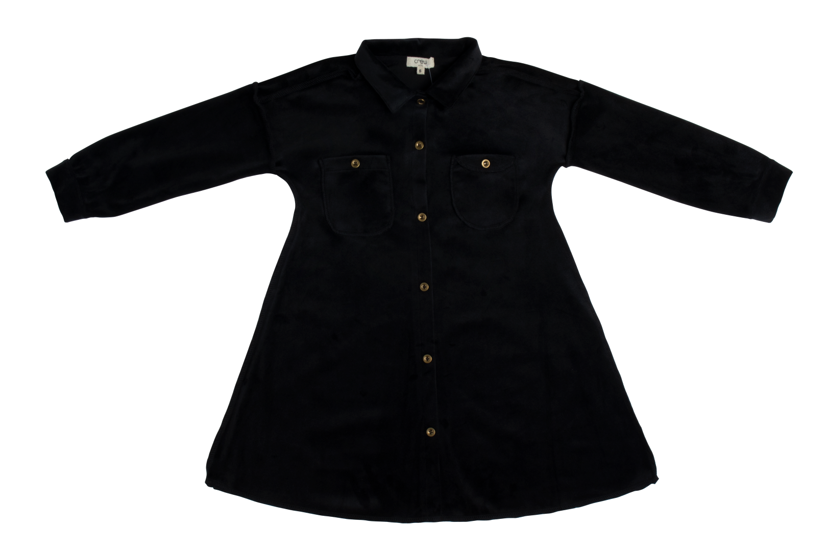 Black Velour Shirt Dress for Kids - Soft & Stylish Crew Neck Dress for Girls & Boys - Perfect for School, Parties & Family Photos