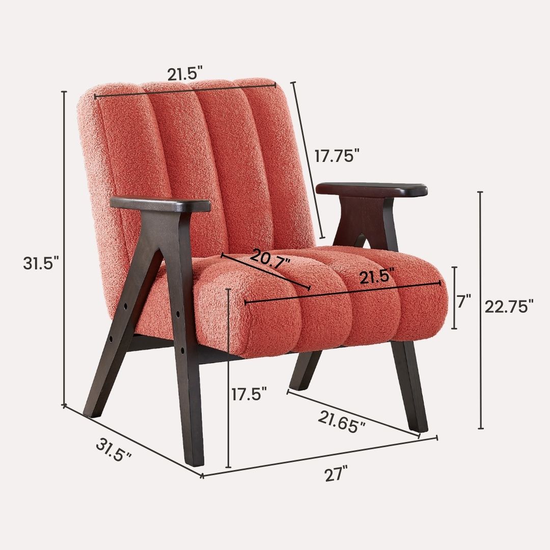 Roundhill Furniture Rella Modern Accent Chair with Espresso Wood Frame - Stylish Living Room Seating for Home Office, Lounge & Bedroom Decor